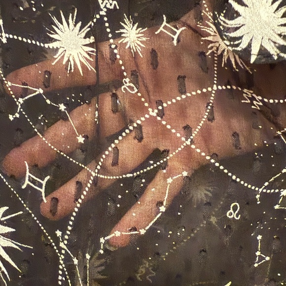 Anthropologie Sheer Black Celestial Print Blouse NWT - Picture 5 of 5